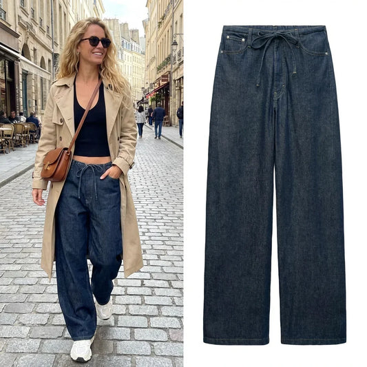 Spring New Women's Comfortable Slimming Straight Jeans High Waist Pants Durable Long Trousers Faionable Ladies Denim
