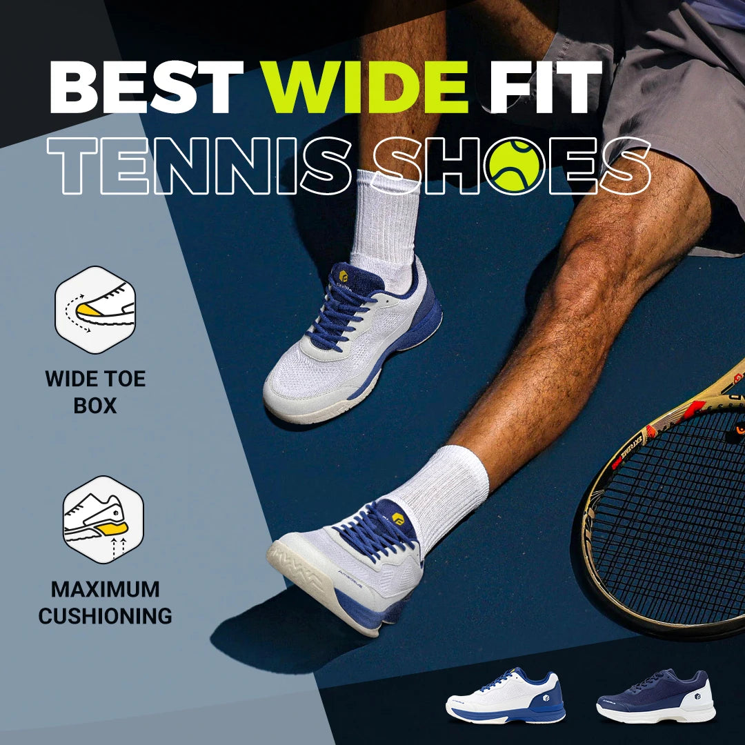 Extra Wide Pickleball Shoes Gym Sports Tennis Shoes for Men Casual Sneakers All Court Racquetball Athletic Arch Support