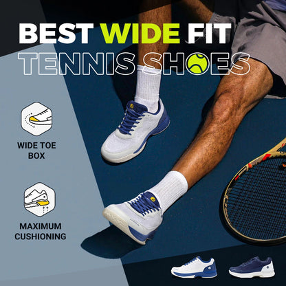 Extra Wide Pickleball Shoes Gym Sports Tennis Shoes for Men Casual Sneakers All Court Racquetball Athletic Arch Support