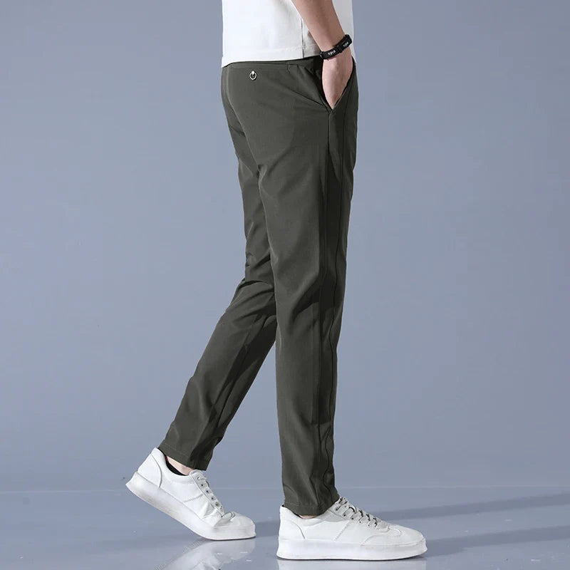 2026 Spring Summer Men's Ice Silk Golf Casual Slim Straight Thin Trousers Male Fashion Stretch Breathable Jogging 28-38