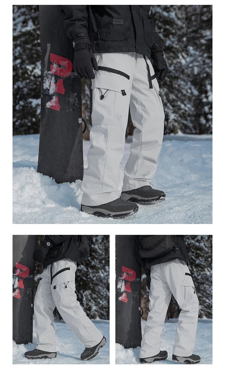 Winter Three-Tn-One Down Hiking Pants Men Windproof Waterproof Antifouling 90 White Duck Down Removable Liner Outdoor Sport Pant