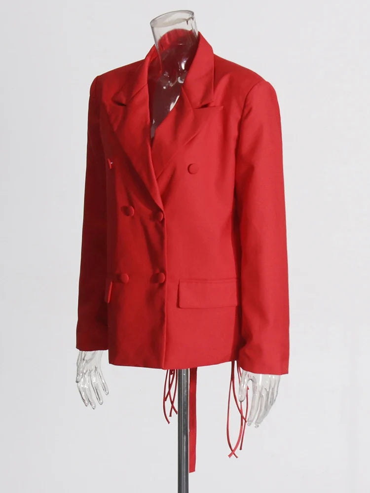 Patchwork Diamonds Backless Blazer For Women Notched Collar Long Sleeve Spliced Button Chic Blazers Female Style