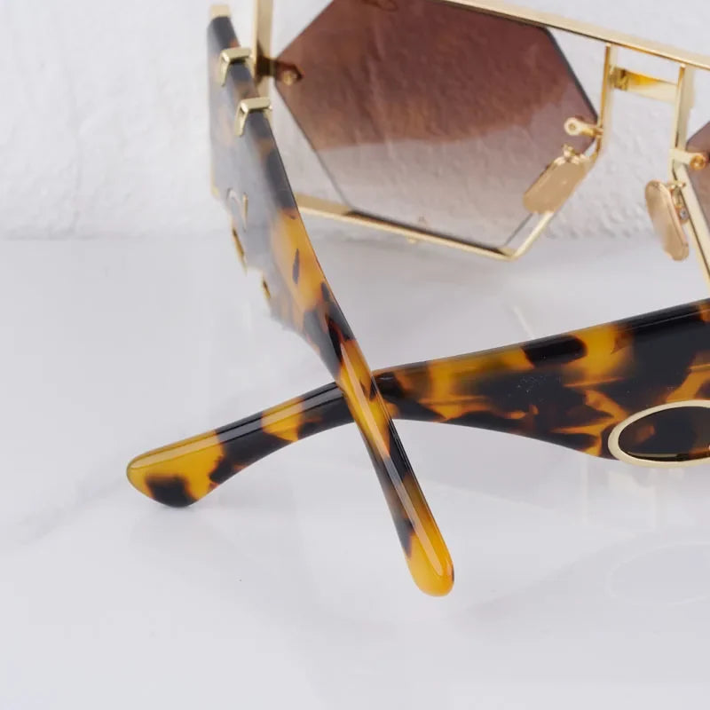 Hexagon 004 Desinger Brand Sunglasses Men Women Metal Thick Acetate Luxury Square Classical Outdoor Solar Shades UV400 with Case