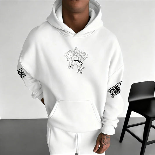 One Piece Men's Hoodie Sweatshirt Monkey D. Luffy Anime Print Spring Autumn and Winter Boy Long-sleeved Parent-child Outfit