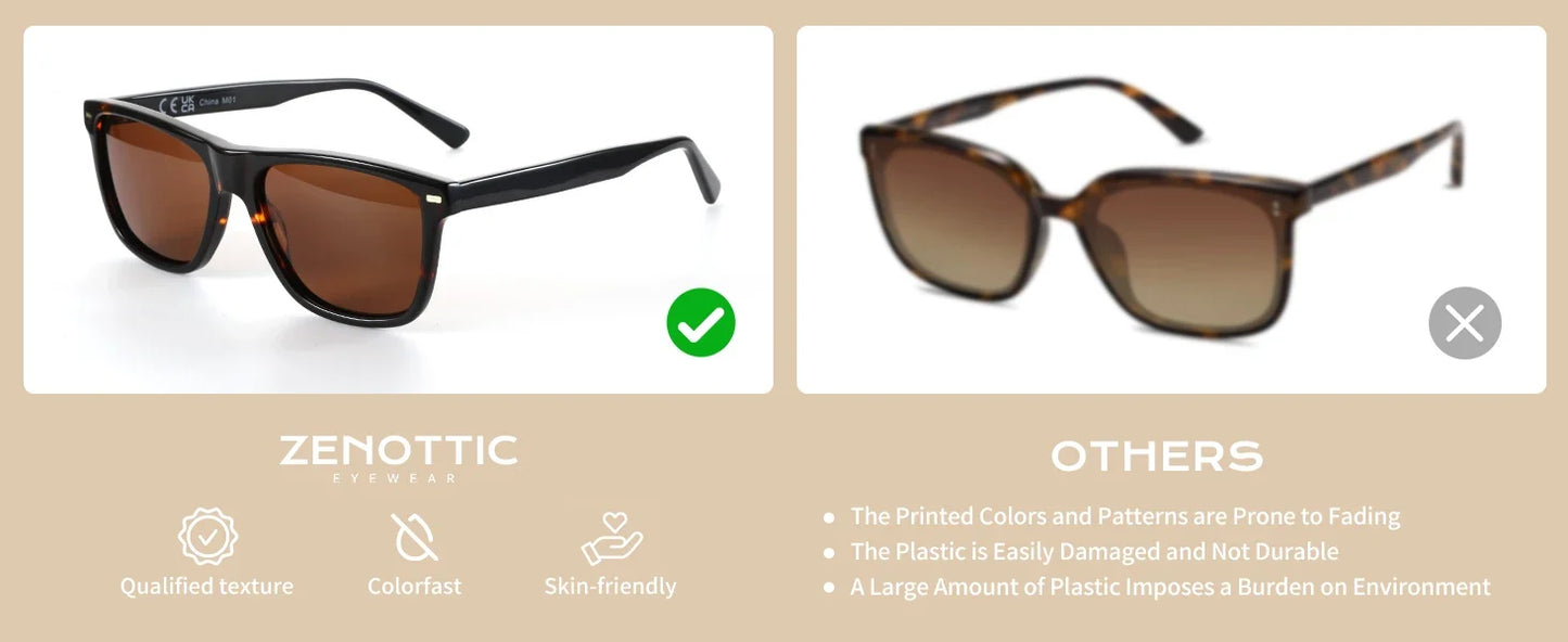 Fashion Square Polarized Sunglasses UV400 Protection Acetate Sun Glasses Classic Design Shade for Women Men