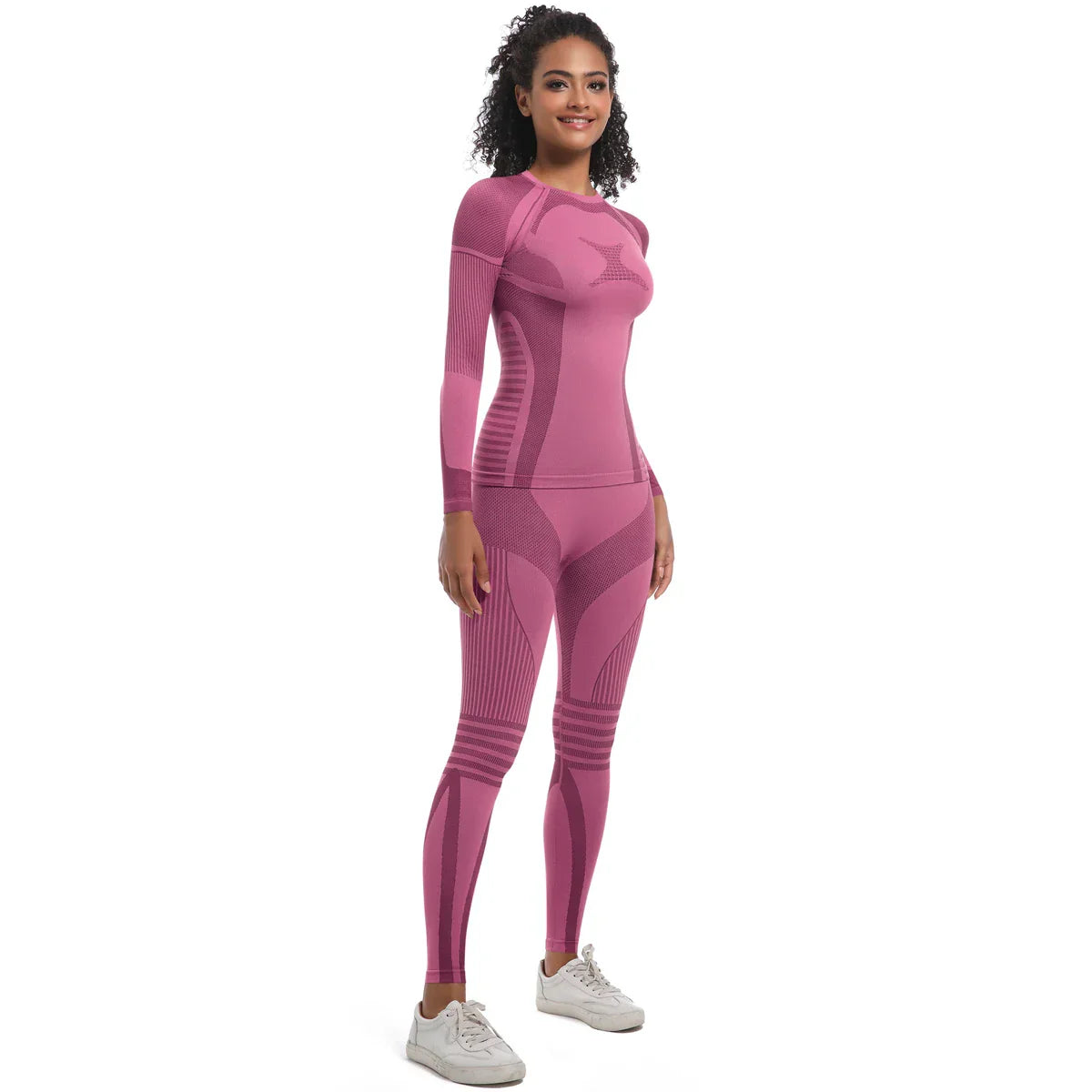 Women Skiwear Set Yoga Set Skiing Underwear Fitness Workout Thermal Gym Ski Snowboarding Running Yoga Exercise Suit Long Johns