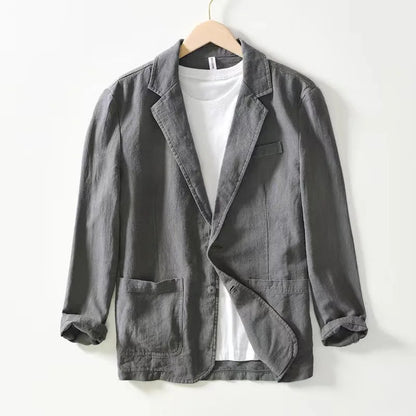 Men's Casual Suit Single-layer Jacket Solid Color Cotton And Linen Casual Fashion Men's Top