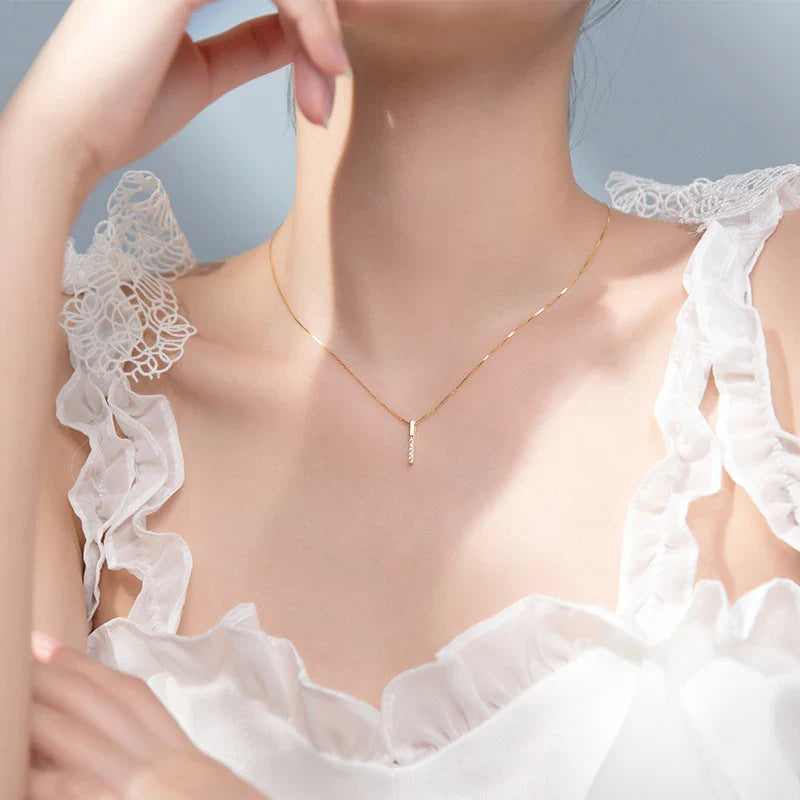 Twinkling Zircon Geometric Rectangle 925 Sterling Silver Pendant for Women Adjustable Necklace Korea Style Fine Jewelry