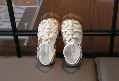 New Sandals Summer Children's Woven Casual Baby Shoes Girls Beach Shoes Slipper Baby Girl Shoes Size 22-31