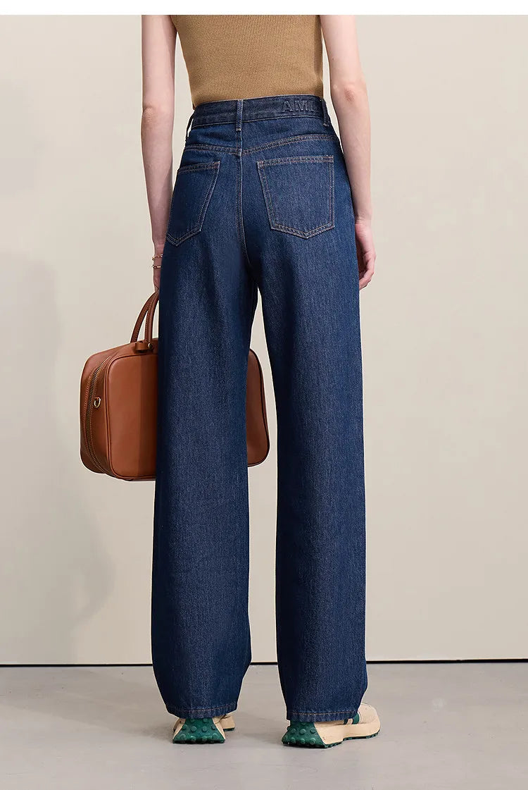 Women's Jeans 2026 Spring New Casual Letter Embossed Cotton Denim Trousers Women's Retro Versatile Straight Pants 12641115