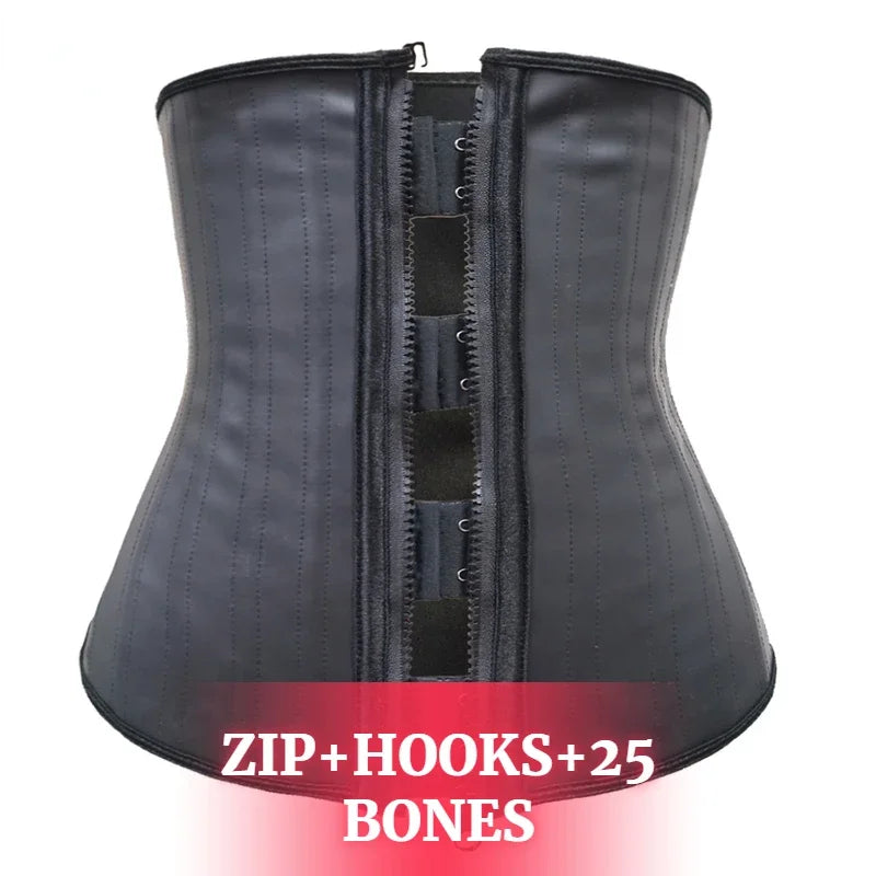 Latex Waist Cincher 25-Steel Boned Body Shaper Women Waist Trainer Tummy Control Belt Shapewear Corset Slim Belly Modeling Strap