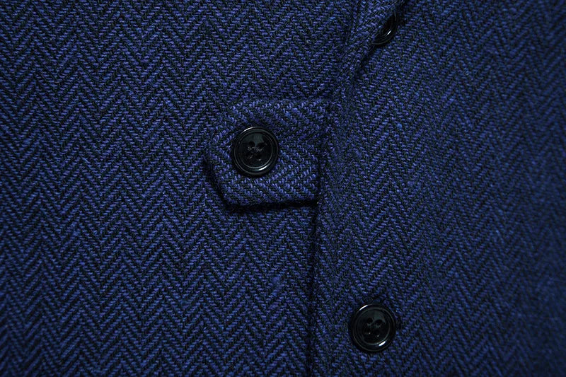 Tailored Collar Vest for Men Single Breasted Herringbone Tweed Suit Vest Mens Formal Striped Waistcoat Punk Groomsmen Wedding