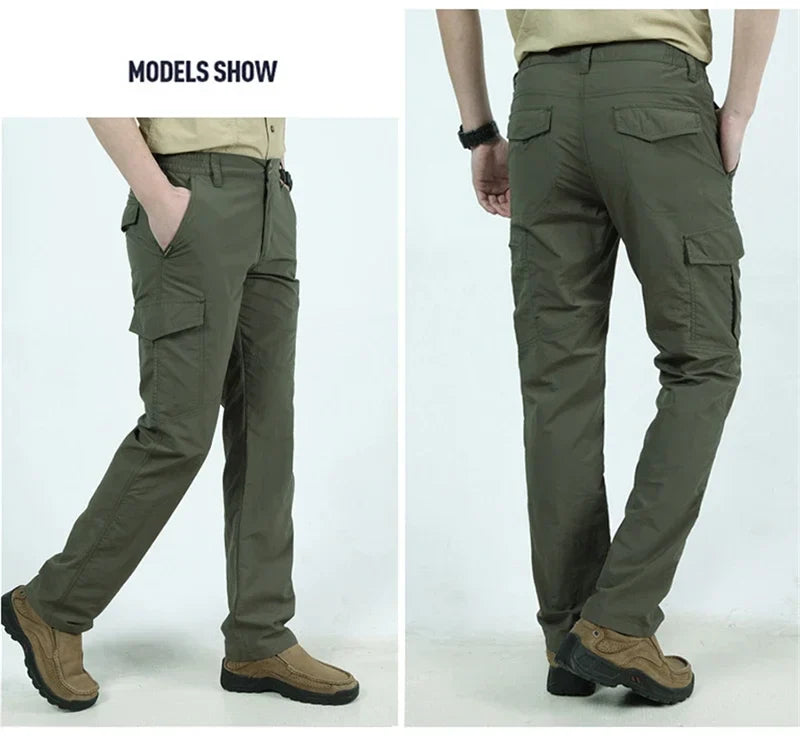 Men's Summer Tactical Cargo Pants Lightweight Casual Waterproof 2Pieces Casual Pants Wear-resisting Multi-pocket Outdoor Hiking