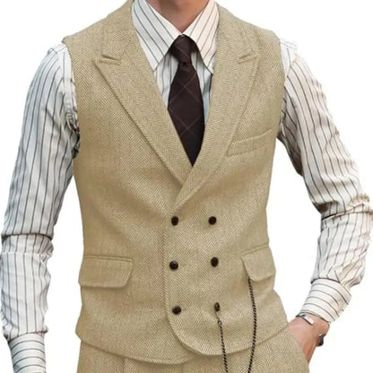 Men Vest Brown Suede Leather Gentleman Business Waistcoat Vintage Regular Slim Business Banquet Men Suit Vest