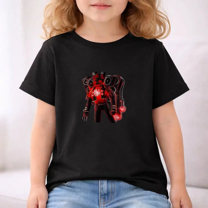 Skibidi Toilet Children T-shirt+bottom wear Age 3-12 Girls boy Set black 2pcs Kids Set Print Summer Anime Toilet Monitor Tshirt