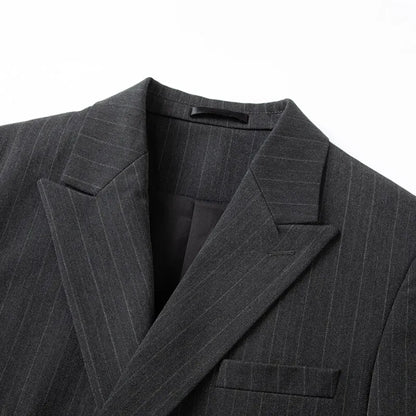 2025 Korean High Quality Double-Breasted British Style Slim Business Suit Two-Piece Set (Suit + Trousers)