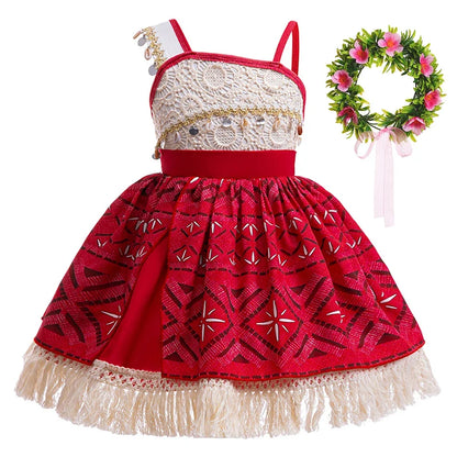 New Moana 2 Dress for Girl Vaiana Cosplay Clothes Kids Single Shoulder Princess Costume Children Halloween Carnival Party Outfit
