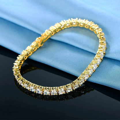 Gold Tennis Bracelet for Women Men 3MM Moissnaite Laboratory Diamond S925 Silver Wedding Jewelry with Certificate
