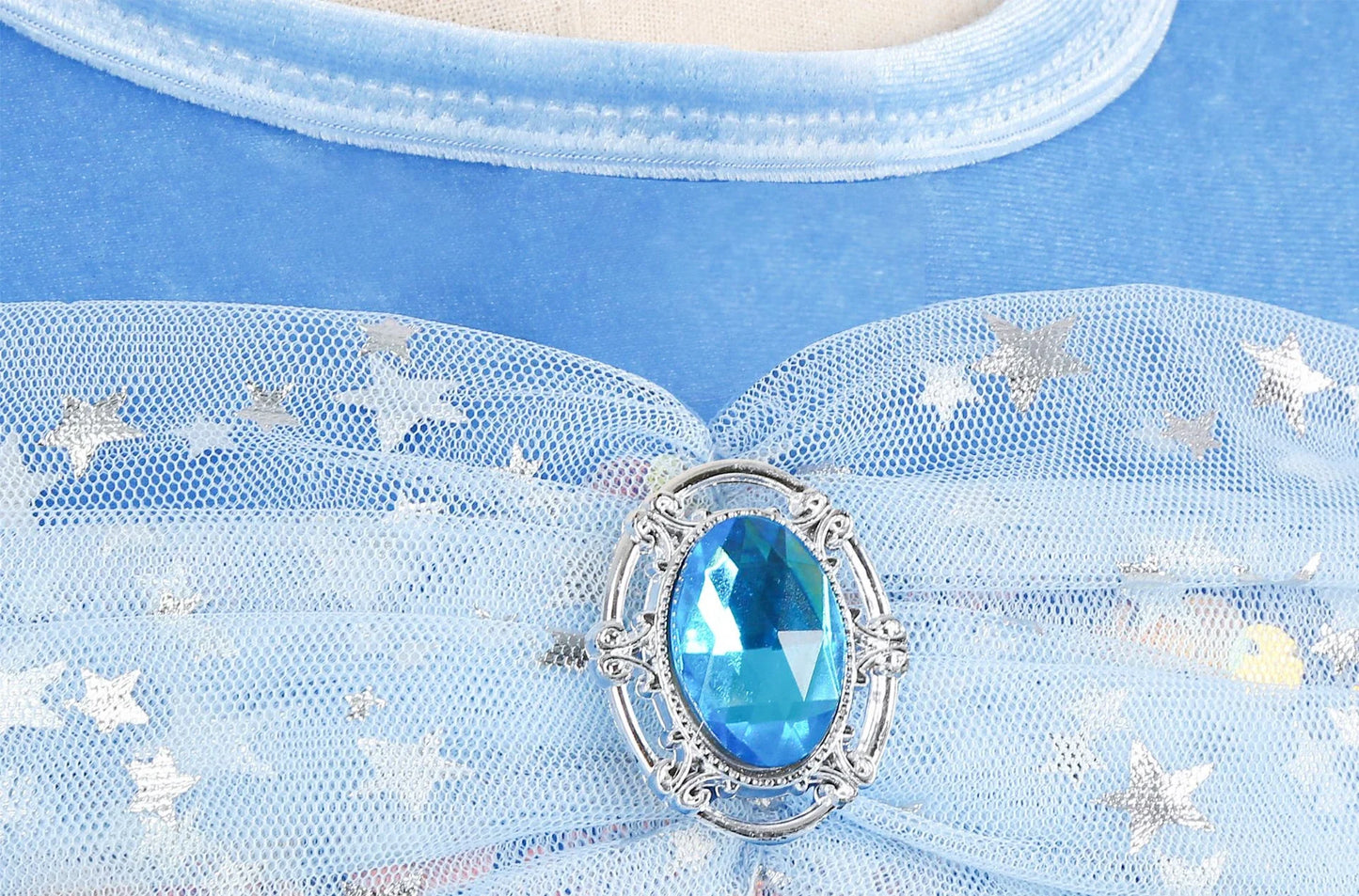 Girl Cinderella Dress Long Sleeve Princess Cosplay Costume Blue Sequin Children Bithday Surprise Kids Ball Gown