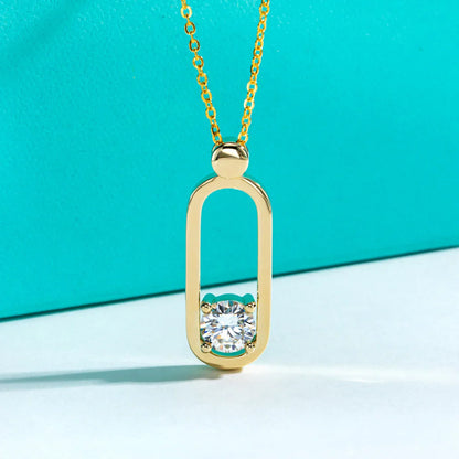 2ct D Color Moissanite Pin Necklace Yellow Gold Plated Moissanite Pin Earrings Wedding Jewelry Set Gifts For Women
