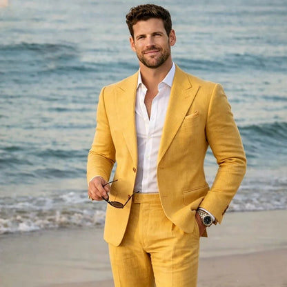 Linen Summer Suit Separates for Men 2 Pieces Wedding Groom Tuxedo Custom Blazer with Pants for Beach Destination Party 2026