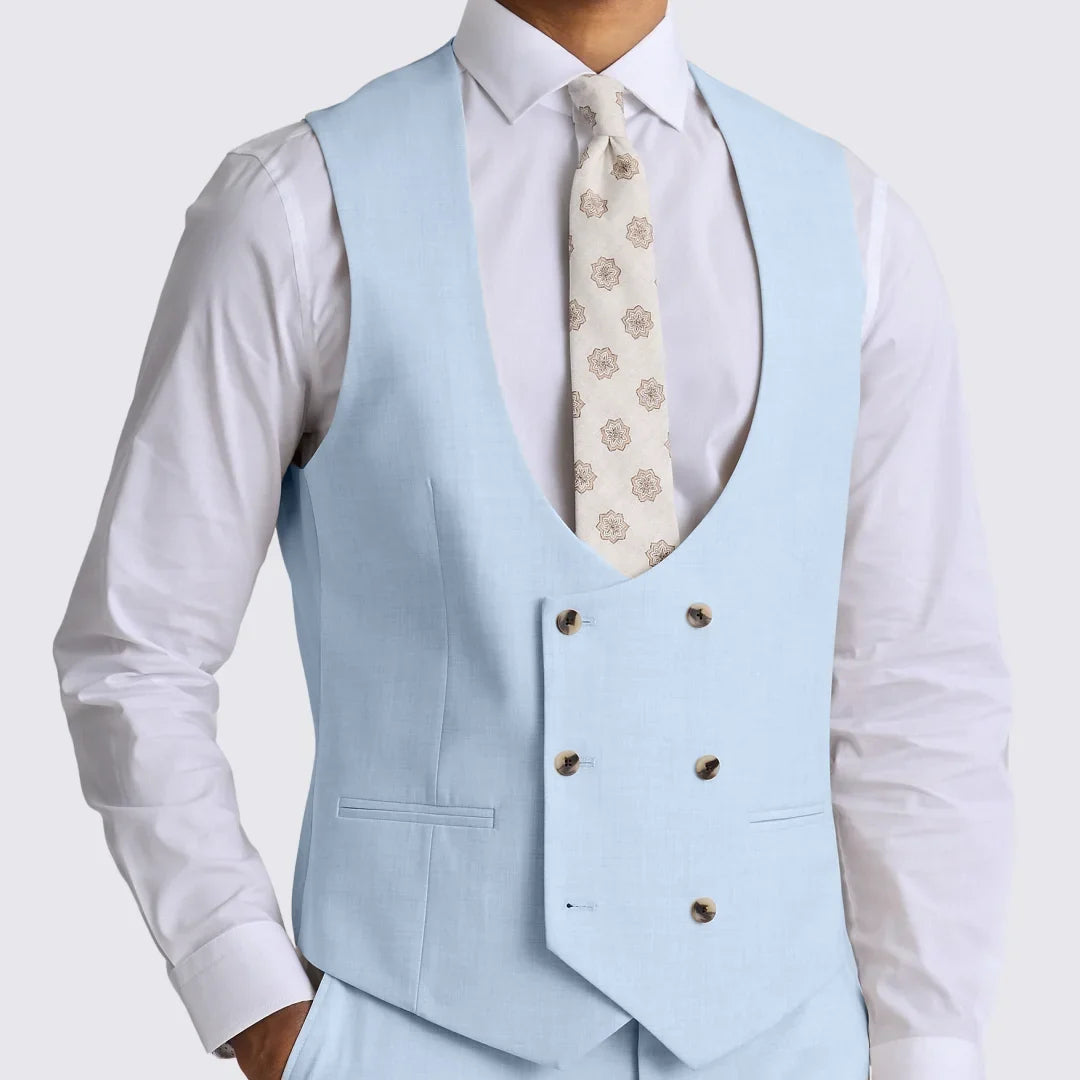 Men Vest Beige Solid Double Button V Neck Waistcoat For Wedding Party Banquet Business Work Daily Casual Men Suit Vest