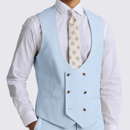 Men Vest Beige Solid Double Button V Neck Waistcoat For Wedding Party Banquet Business Work Daily Casual Men Suit Vest
