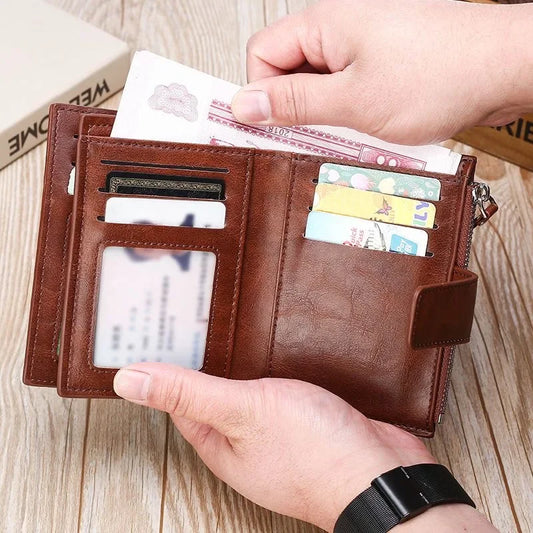 Porte-monnaie homme portefeuille RFID antivol homme cuir portefeuille fermeture éclair porte-cartes de visite porte-monnaie portefeuille homme