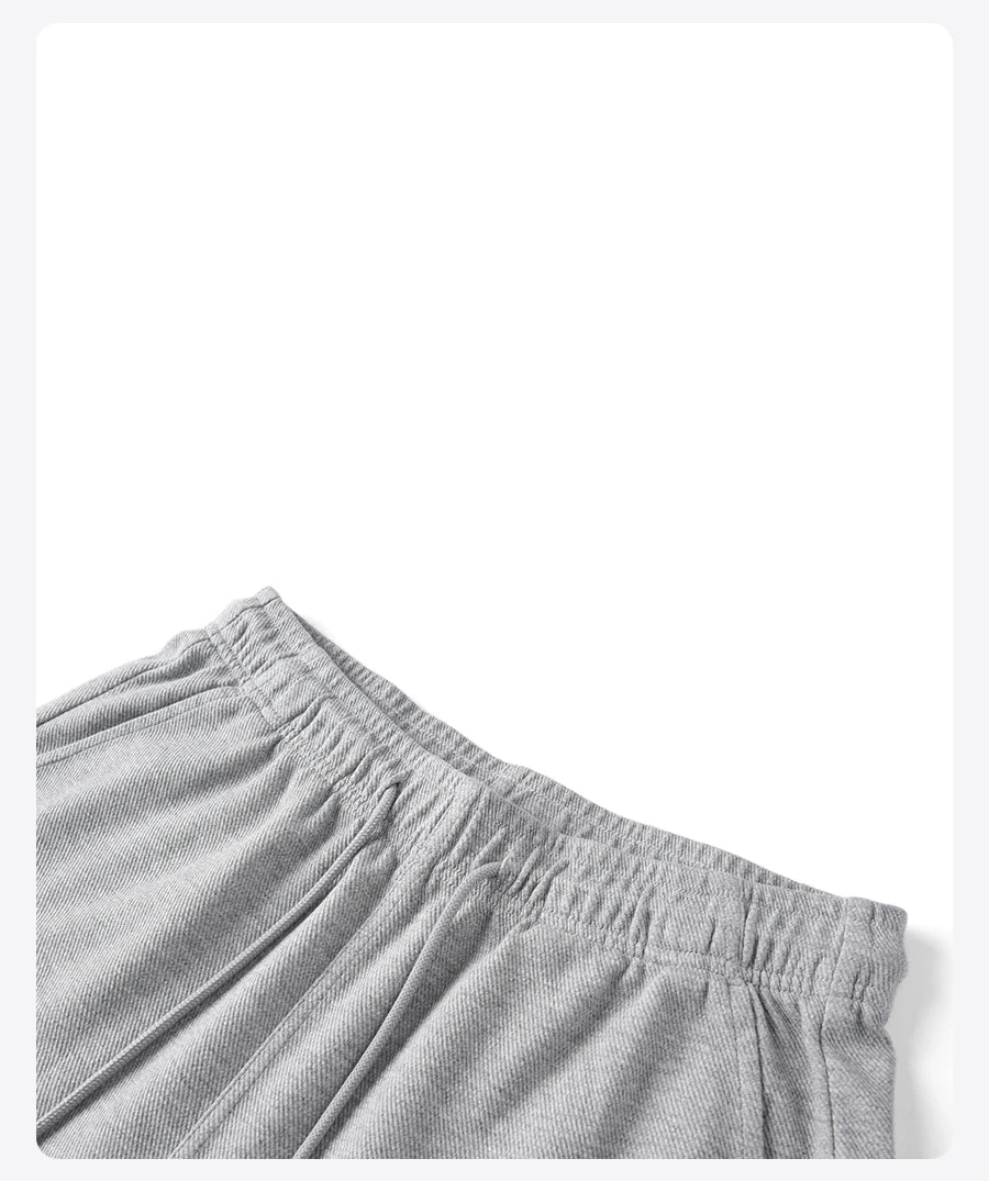 2026 Summer New 340g Twill Knit Men Shorts Casual Loose Fit Sweatpants Shorts Solid Color Breathable Jogger Shorts