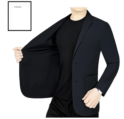 New Summer Man Thin Sunscreen Blazers Jackets Solid Business Casual Suits Coats Male Slim Elastic Blazers Jackets  Clothing 4XL
