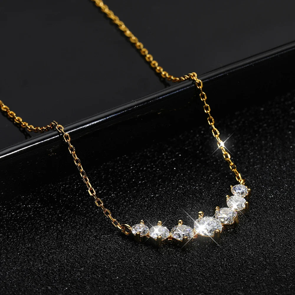 D VVS1 Moissanite Pendant Necklaces for Women Trendy Party Jewelry GRA Certified 925 Sliver Plated Yellow Gold Necklace