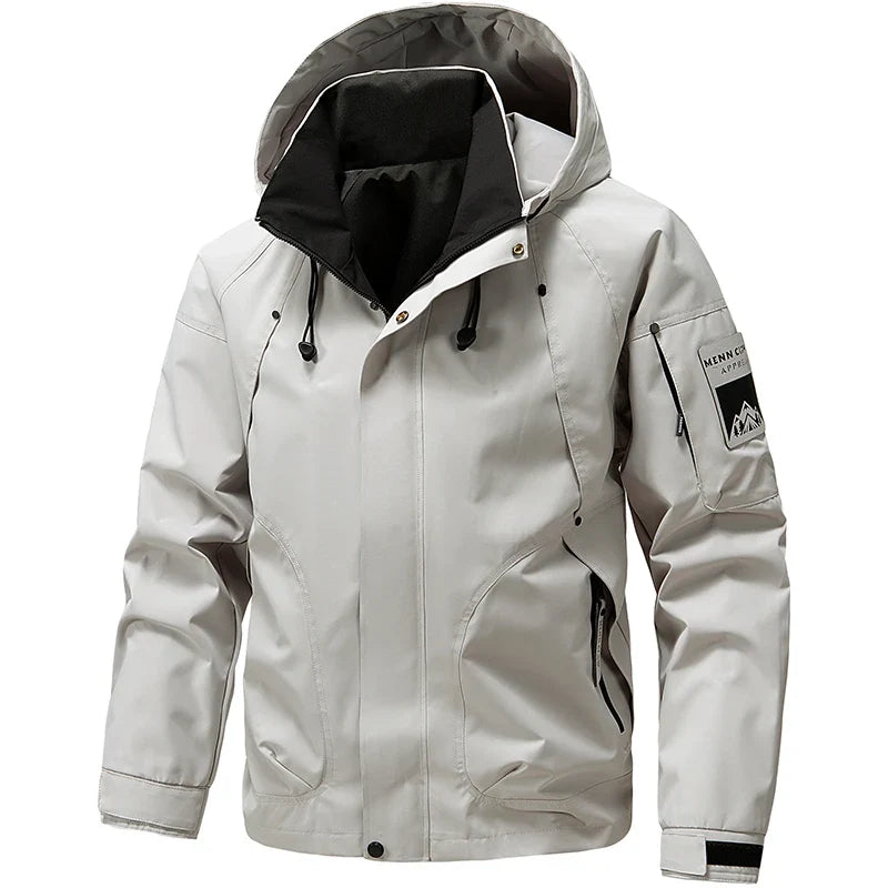 New Waterproof Jacket Men Outdoor Softshell Zip Up Hooded Jacket Windbreaker Hiking Camping Coat Lightweight Spring Autumn Coats