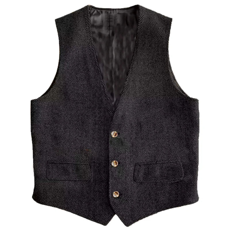 Men Vest Brown Herringbone Single Button Waistcoat Vintage Regular Slim For Wedding Banquet Work Business Casual Men Suit Vest