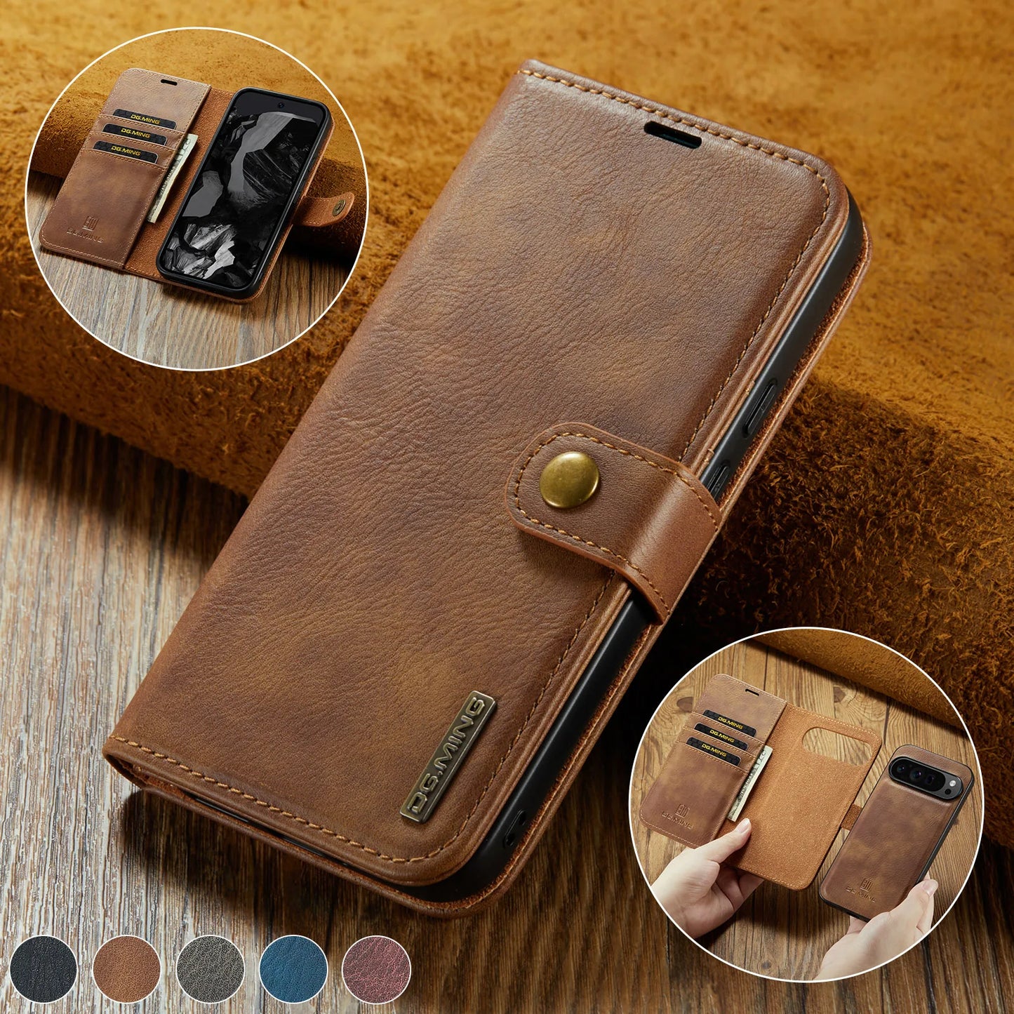 For Google Pixel 6 7 8 9 10 Pro XL/Pixel 5A 6A 7A 8A 9A Magnetic Detachable Cover 2in1 Flip Leather Wallet Phone Case