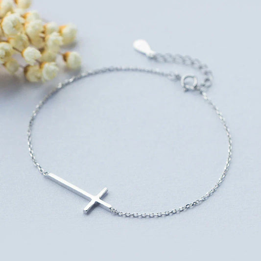 Véritable bracelet classique pour femme en argent sterling 925 avec chaîne à maillons croisés, bijou en argent sterling, cadeau de Saint-Valentin
