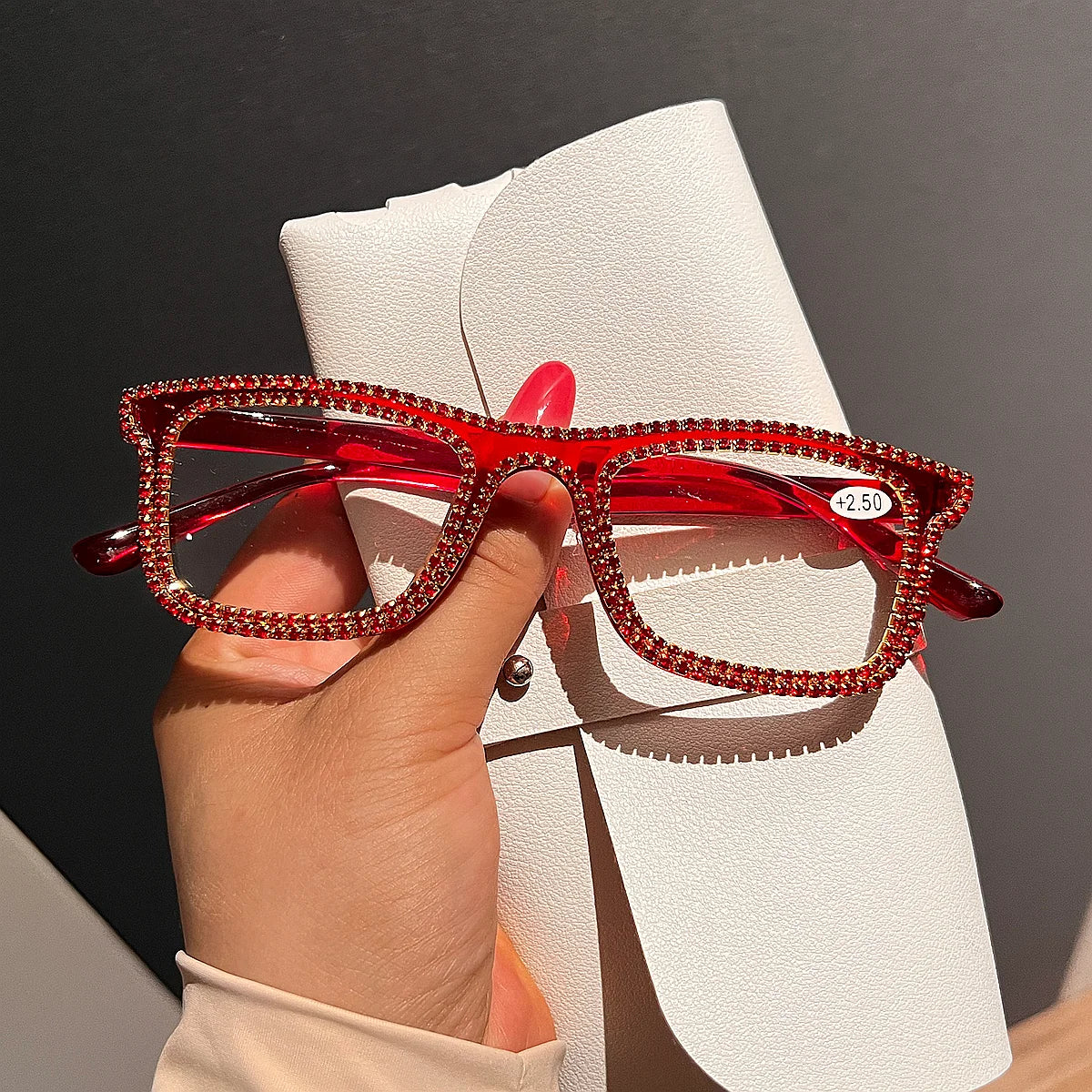 Luxury Women's Rectangle Rhinestone Reading Glasses Ultralight Small Frame Trendy Clear Lenses Presbyopia Eyeglasses with Degree