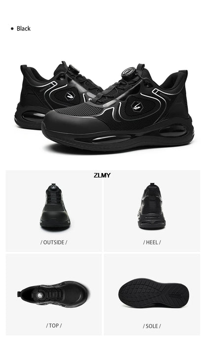 Waterproof Men Safety Shoes Steel Toe Sneakers Rotated Button Puncture Proof Work Safety Boots Man Air Cushion Working Footwear