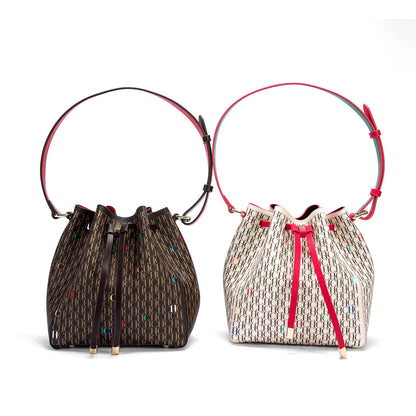 Women's Handbag 2026 New Retro Brown Drawstring Bag Women's Casual Shoulder Bag