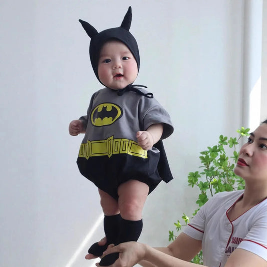 Ins South Korean Super Hero Baby Clothes Set 2025 Summer Onesie Boy Girls Romper Newborn Outfit 100% Cotton with hat