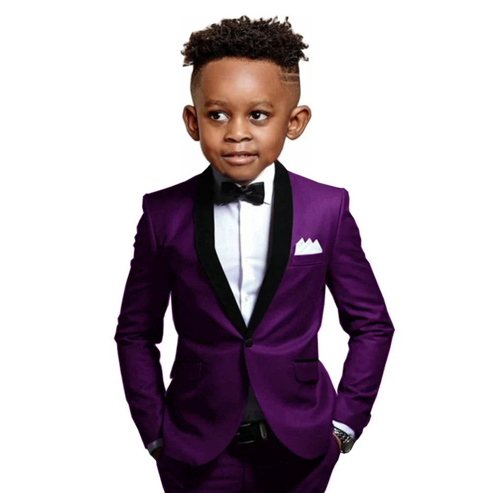 New Boys Formal Suits 2 Pieces Jacket Pants School Activities Wear Stylish One Button Kids Tuxedo Wedding Guest Clothes