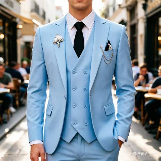 2026 men's dark green three piece suit, (Chinese size) slim fit jacket with vest and pants, wedding party set.