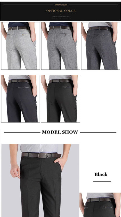 Mens Autumn Thick Summer Thin Business Pants Loose Male Pant High Waist Straight Trousers Casual Fashion Pant Plus Size 28-40