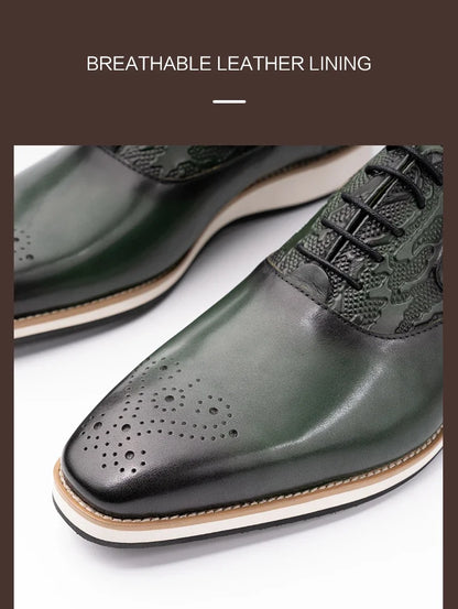 Men's Genuine Leather Brogue Shoes|All-Season Sport Casual Footwear|High-Quality Leather Dress Shoes|Comfortable Walking Shoes