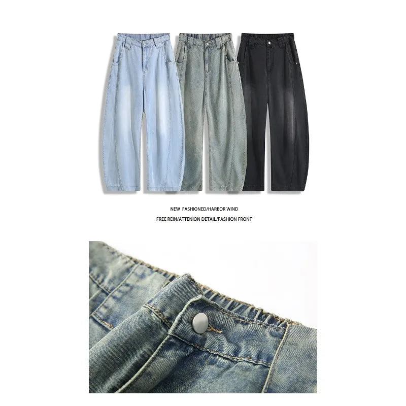 Man Pants Mens Jeans Summer New High Street Fashion Casual Thin Ice Silk Curved Blade Trousers For Men
