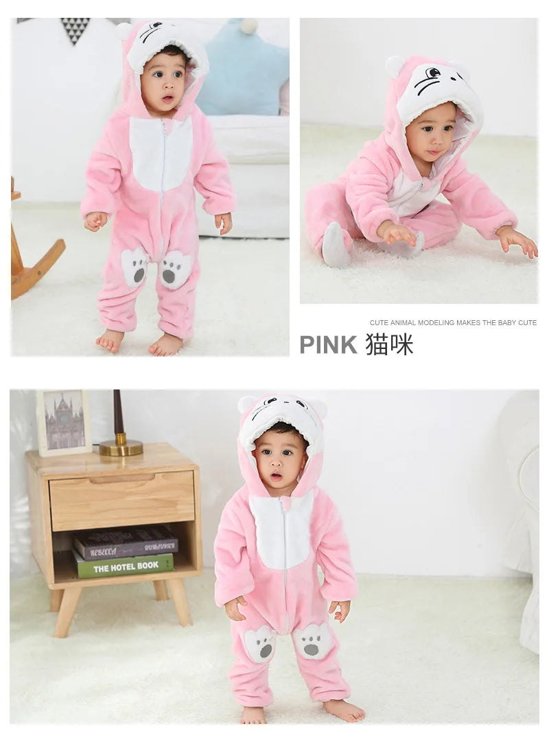Cute Monkey Tiger Dinosaur Cosplay Costumes Boys Girls Toddler Animal Jumpsuit Baby Rompers Infant Clothes Pyjamas Kids Kigurumi
