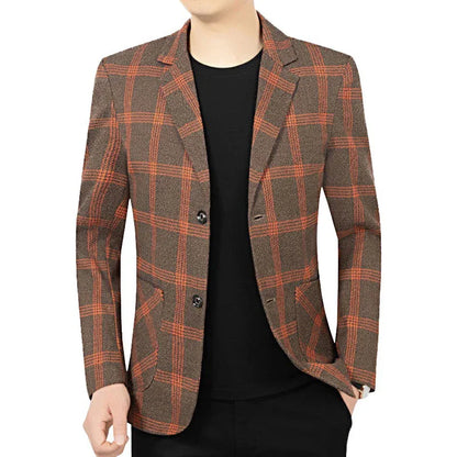 Brand Plaid Striped Business Blazers for Mens 2026 New Spring Autumn Fashion Casual Suit Jacket Men Interview Coat