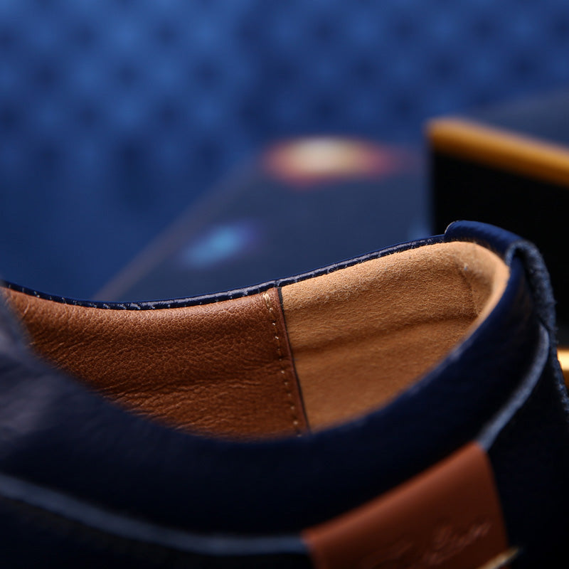 Genuine Leather Men Dress Shoes Oxfords Brogue Lace Up Italian Mens Casual Shoes Luxury Brand Moccasins Loafers Plus Size 38-48
