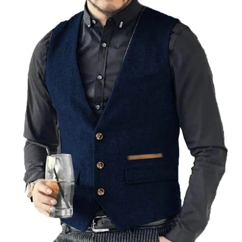 Men Vest Brown Solid Tweed Vest Retro Herringbone Vintage Wedding Groom Banquet Gilet Men Vest Suit
