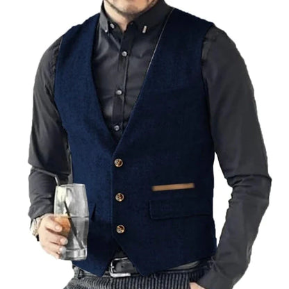 Men Vest Brown Solid Tweed Vest Retro Herringbone Vintage Wedding Groom Banquet Gilet Men Vest Suit
