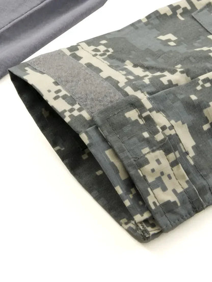 Men's Long Sleeve Combat Shirt Zipper Ripstop Cotton Tactical Shirts Navy Blue Camoufalge Airsoft T Shirts